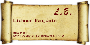 Lichner Benjámin névjegykártya